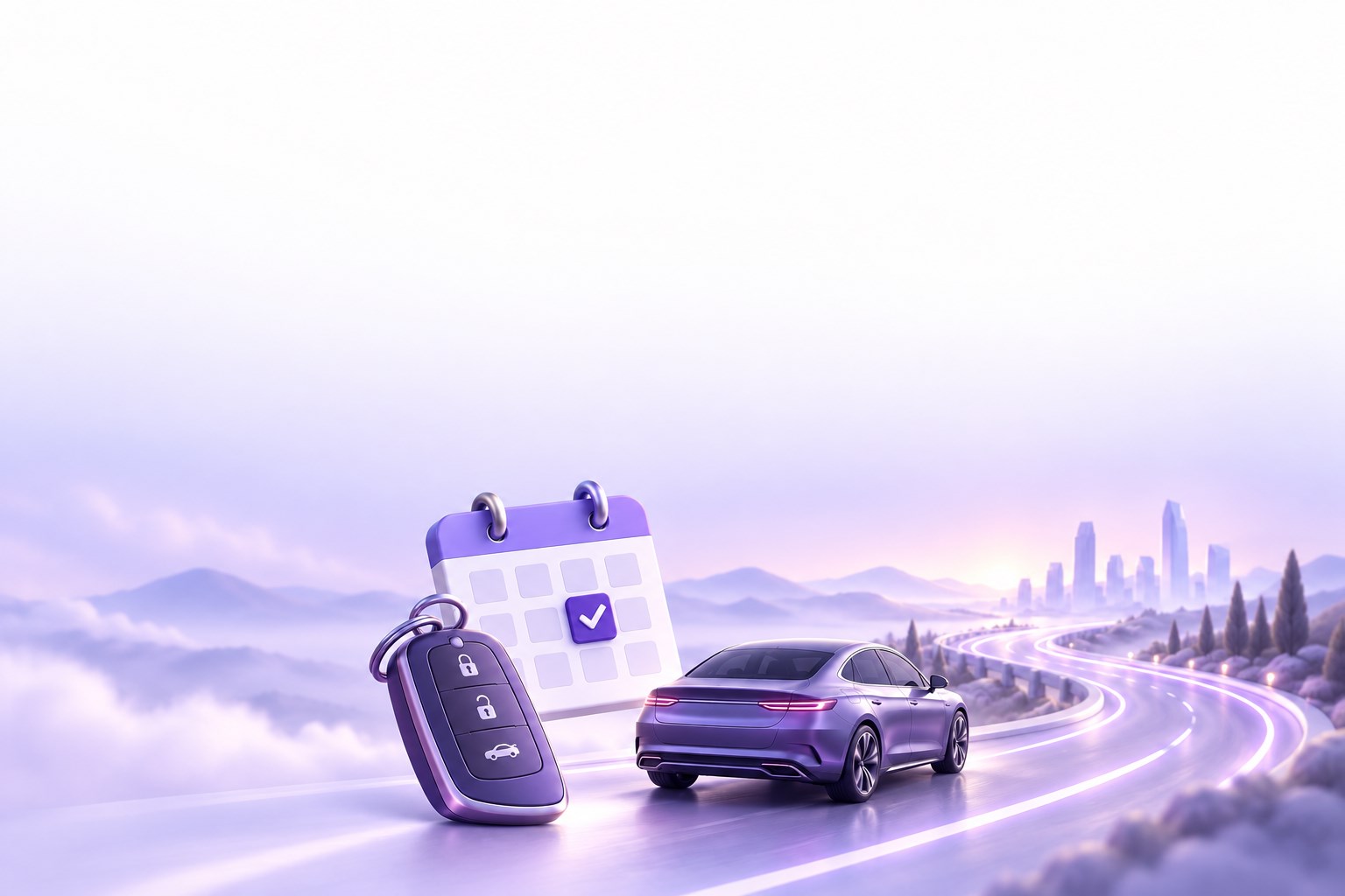 Car booking and driving illustration